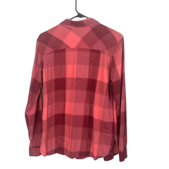Columbia Flannel Shirt Pink Mauve Button Down Long Sleeve Plaid Fall Top Large - Picture 2 of 5